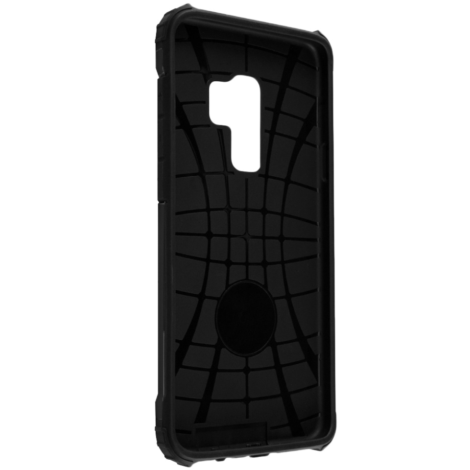 Husa pentru Samsung Galaxy S9 Plus, SKYDDAR INNOVATION, Hybrid Armor, din Plastic Dur, Margini Cauciucate, Antisoc, set cu sticker, Negru - 2 | YEO