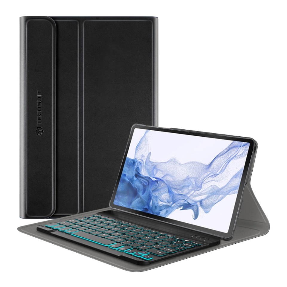Husa pentru Samsung Galaxy Tab S8 cu Tastatura Bluetooth si Protectie 360°, SKDR DuoSmart Cover - Negru