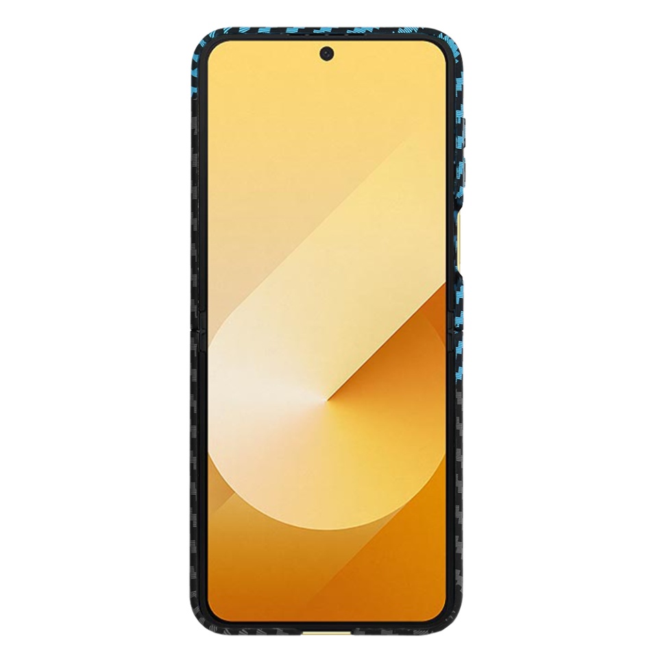 Husa pentru Samsung Galaxy Z Flip6, Finisaj Premium cu Textura de Carbon, Design Elegant, SKDR CarbonFlex - Bleu - 1 | YEO