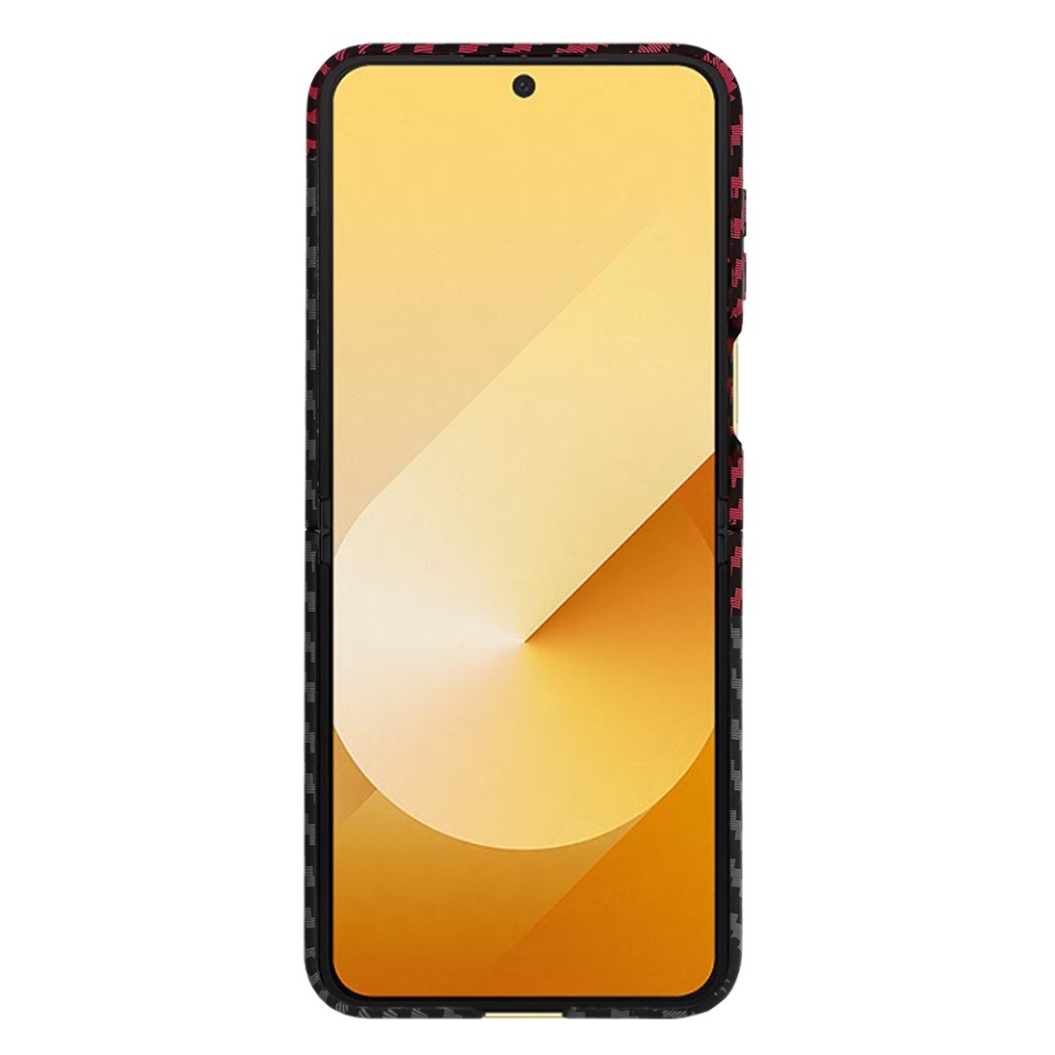 Husa pentru Samsung Galaxy Z Flip6, Finisaj Premium cu Textura de Carbon, Design Elegant, SKDR CarbonFlex - Rosu inchis - 1 | YEO