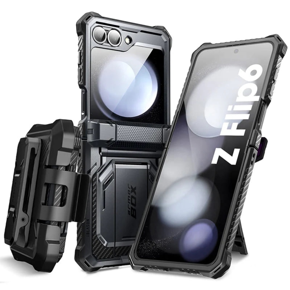 Husa pentru Samsung Galaxy Z Flip6, Kickstand, AntiSock, I-Blason Armorbox - Negru - 1 | YEO