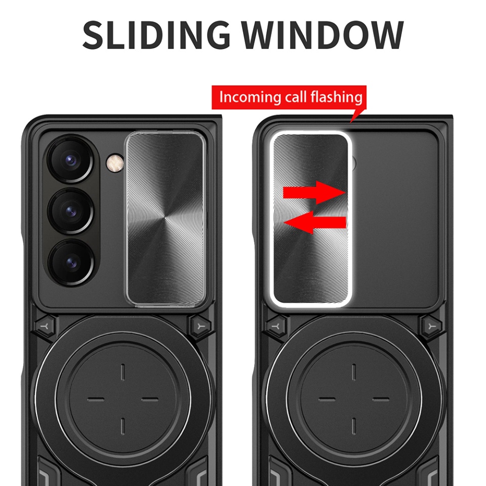 Husa pentru Samsung Galaxy Z Fold5, SKYDDAR INNOVATION, CamGuard Pro, Inel Magnetic, Protectie Camera, set cu sticker, Rosu - 3 | YEO