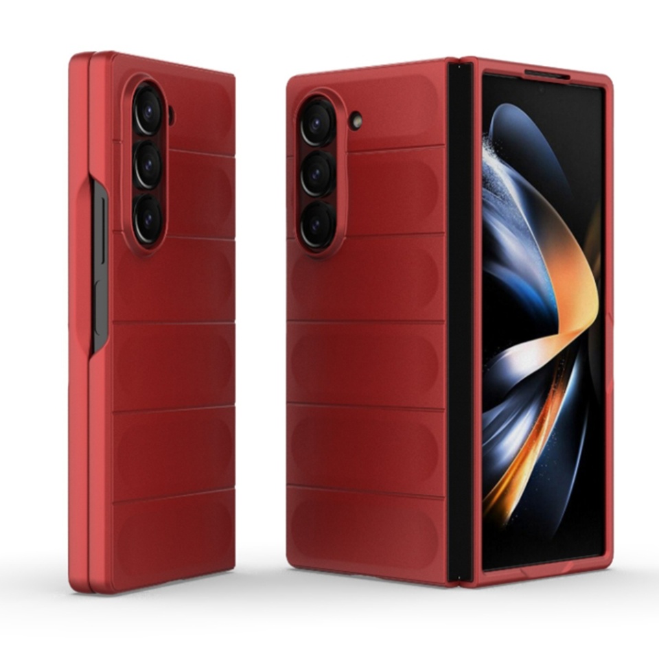 Husa pentru Samsung Galaxy Z Fold6 eleganta, din silicon mat, SKDR Vogue - Rosu
