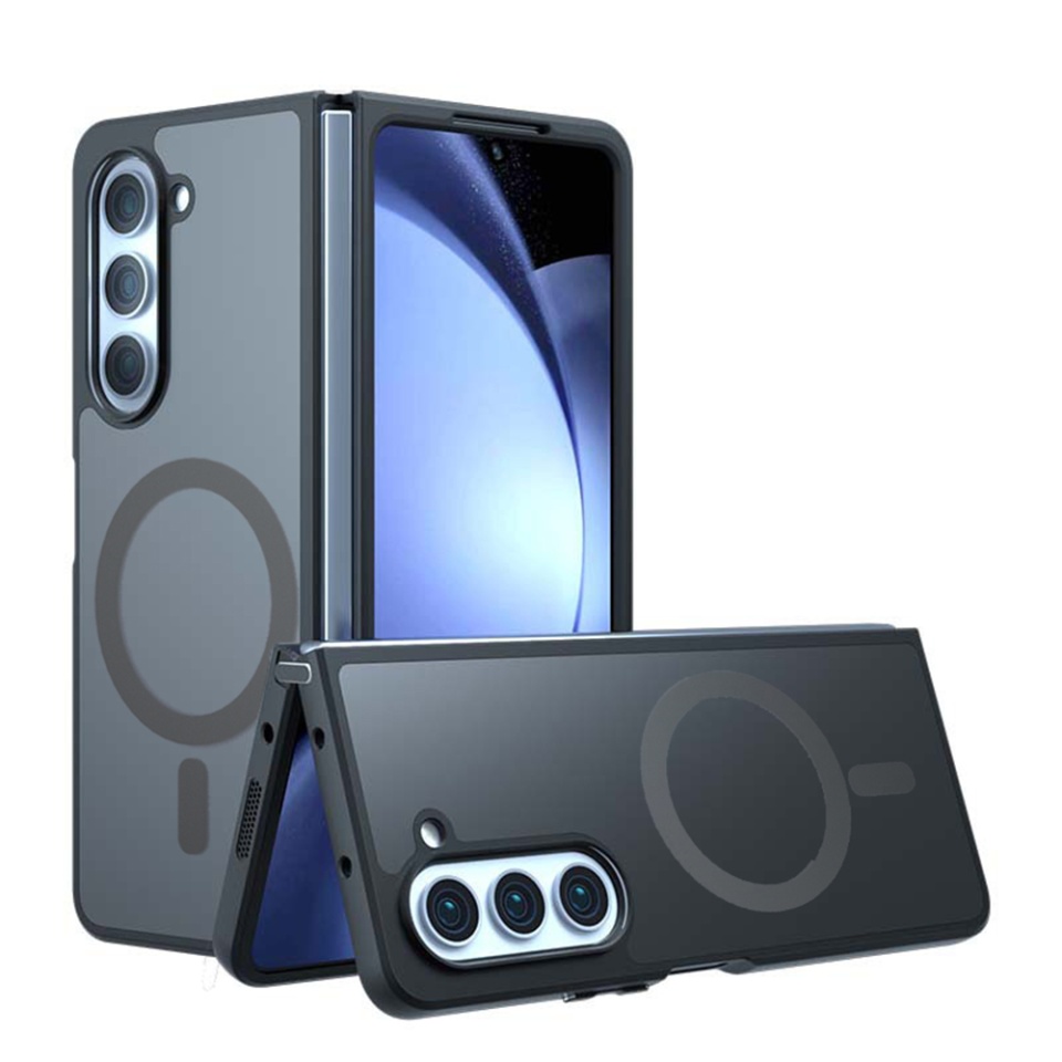 Husa pentru Samsung Galaxy Z Fold6, SKYDDAR INNOVATION, PureFrost MagSafe, AntiSoc, set cu sticker, Negru frost