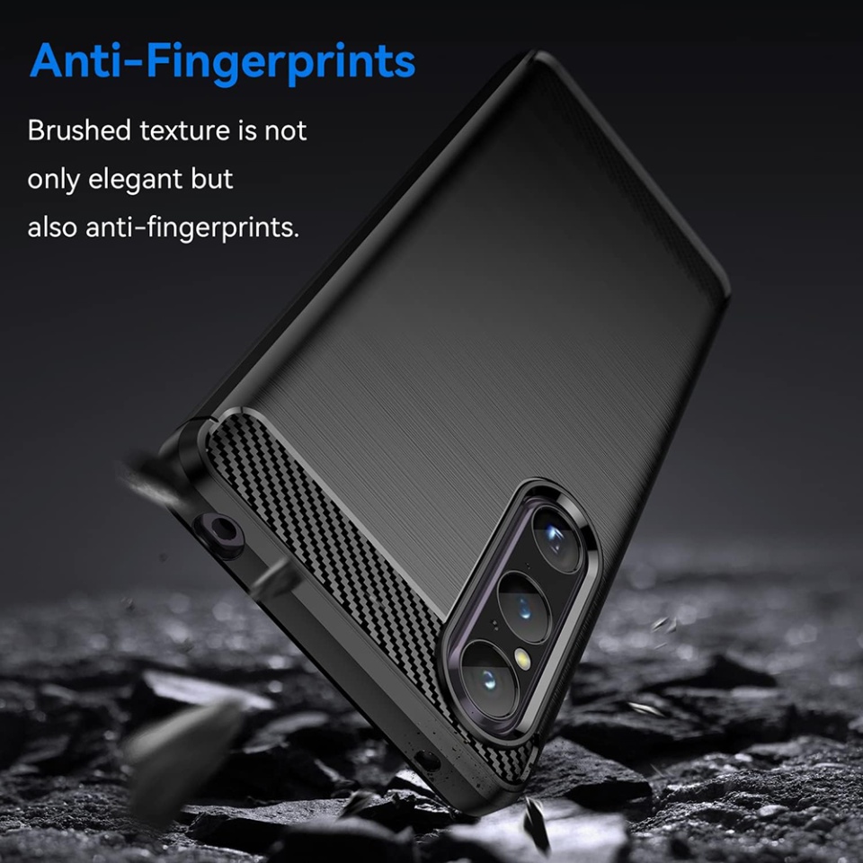 Husa pentru Sony Xperia 1 V, SKYDDAR INNOVATION, Carbon Silicone, din Silicon Slim, cu textura Fibra Carbon, set cu sticker, Negru - 3 | YEO