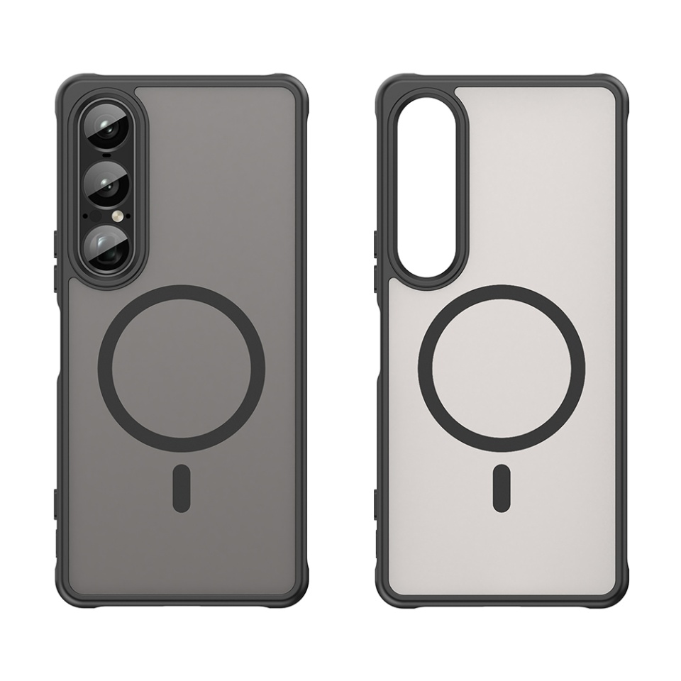 Husa pentru Sony Xperia 1 VII, SKYDDAR INNOVATION, HaloFrost MagSafe II, Antisoc, set cu sticker, Negru - 1 | YEO
