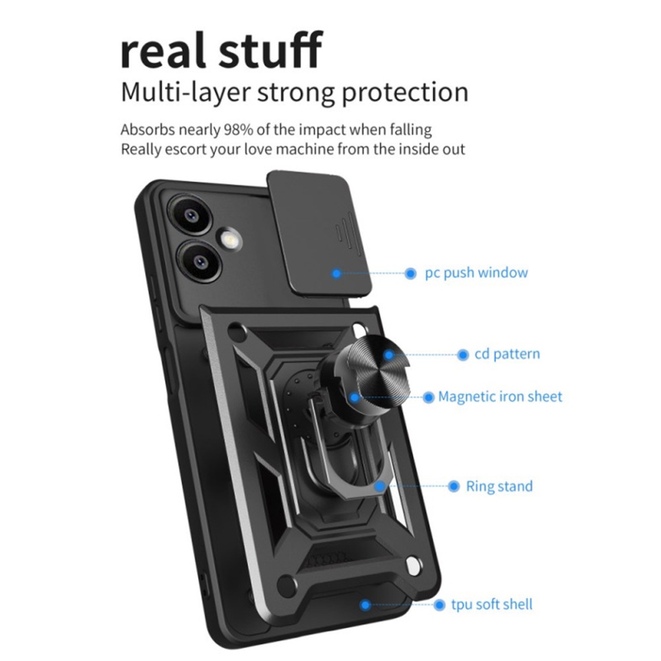Husa pentru telefon, SKYDDAR INNOVATION, Samsung Galaxy S25 Edge, CamShield, Antisoc, Inel Magentic, set cu sticker, Verde - 1 | YEO
