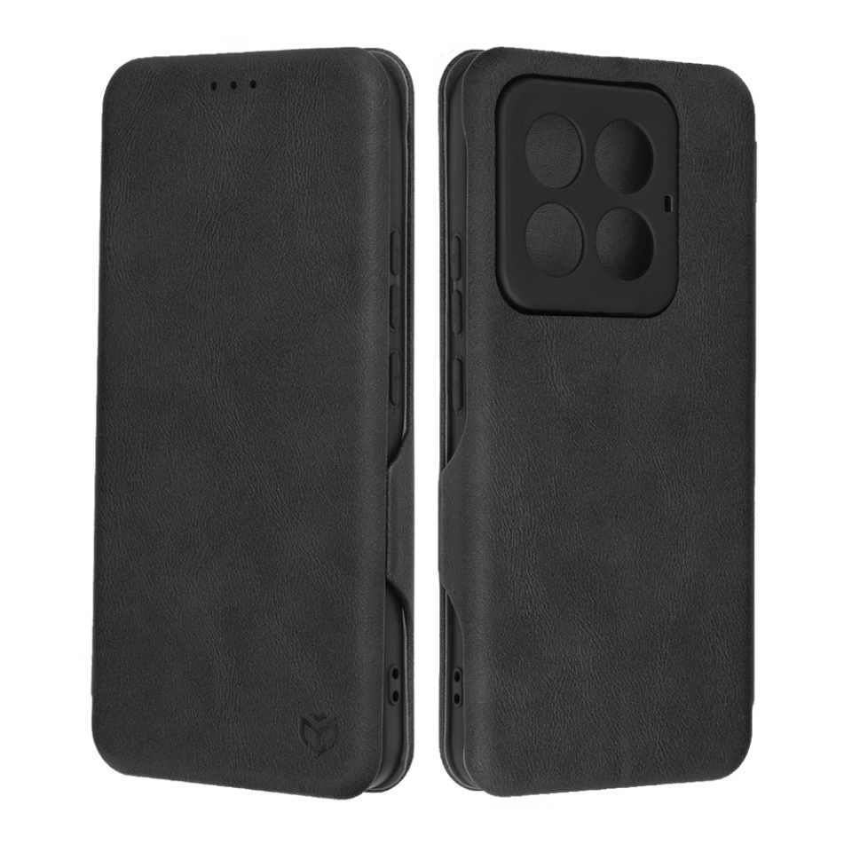 Husa pentru Xiaomi 14 Pro, SKYDDAR INNOVATION, Safe Wallet tip carte din Piele Ecologica, Suport Carduri, Inchidere Magnetica, Negru, set cu sticker