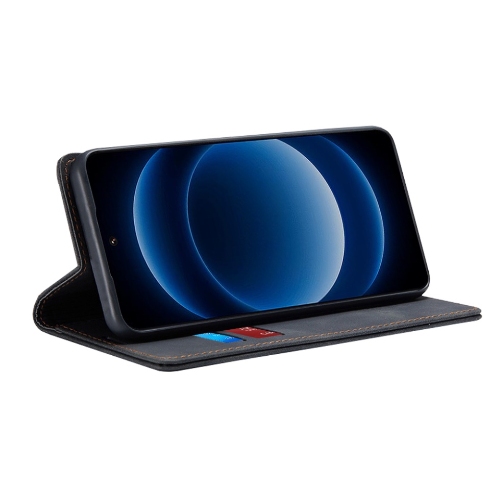 Husa pentru Xiaomi 14 Ultra, SKYDDAR INNOVATION, Soft Wallet, tip Carte din piele Eco Premium, cu Portofel Interior, Negru, set cu sticker - 1 | YEO