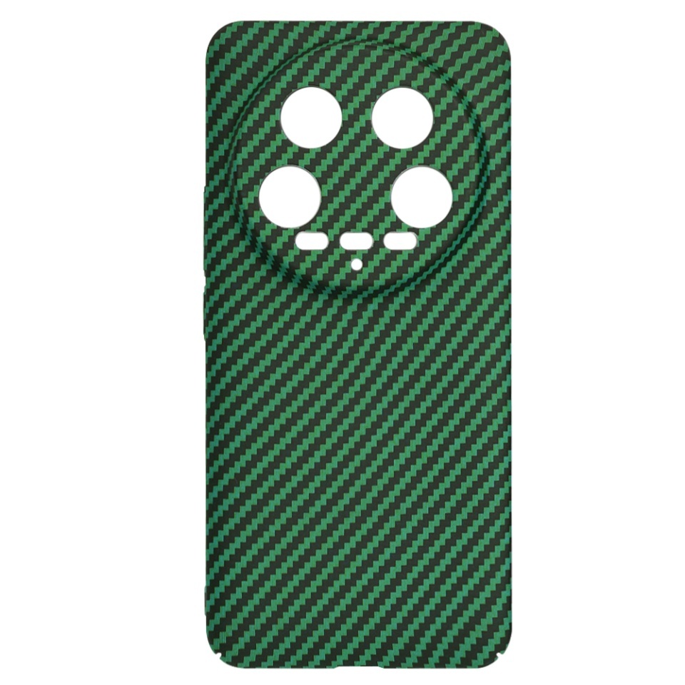 Husa pentru Xiaomi 14 Ultra, SKYDDAR INNOVATION, textura carbon, Carbonite FiberShell, set cu sticker, Verde, - 3 | YEO