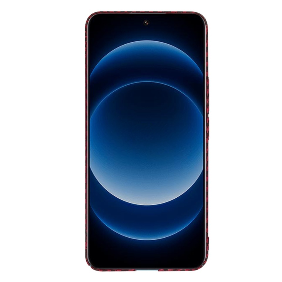 Husa pentru Xiaomi 14 Ultra, SKYDDAR INNOVATION, textura carbon, Carbonite FiberShell, set cu sticker, Rosu, - 1 | YEO