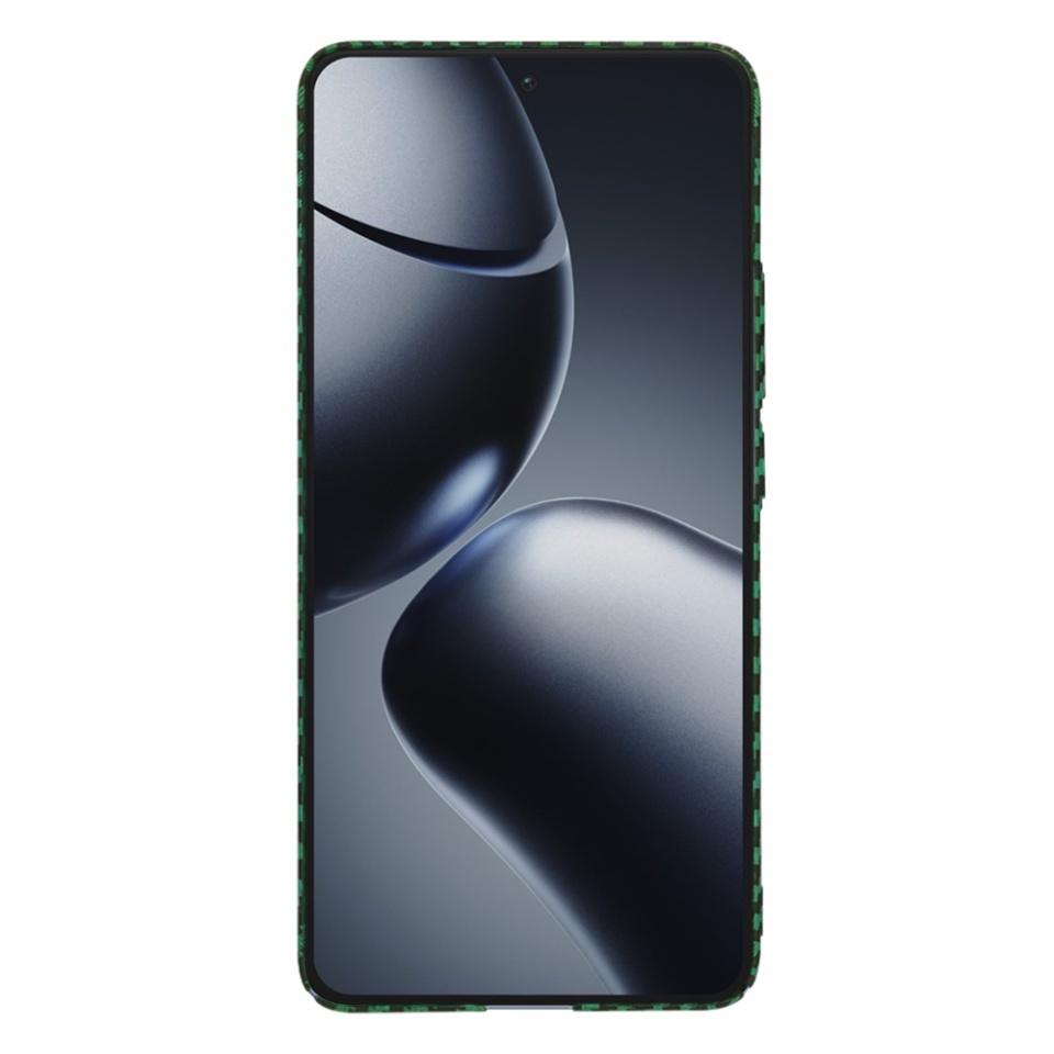 Husa pentru Xiaomi 14T Pro, SKYDDAR INNOVATION, textura carbon, Carbonite FiberShell, set cu sticker, Verde, - 1 | YEO