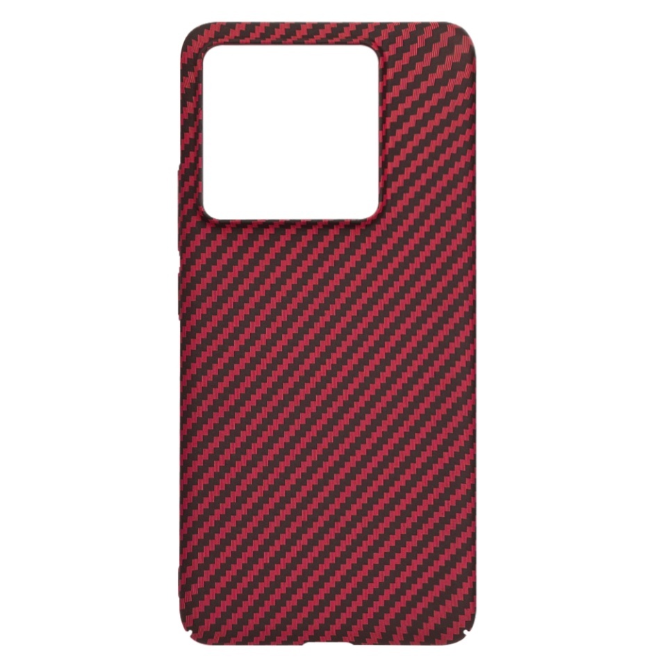 Husa pentru Xiaomi 14T Pro, SKYDDAR INNOVATION, textura carbon, Carbonite FiberShell, set cu sticker, Rosu, - 3 | YEO
