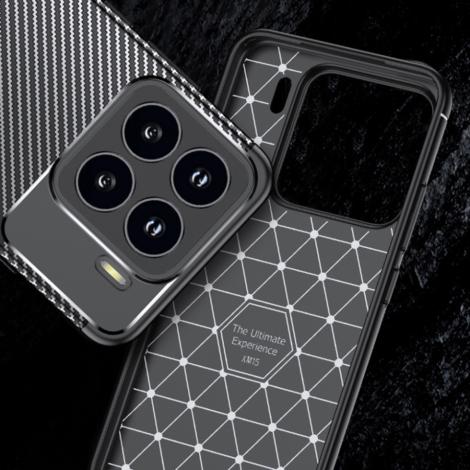 Husa pentru Xiaomi 15, SKYDDAR INNOVATION, CarbonFiber, Antisoc, Negru, set cu sticker - 1 | YEO
