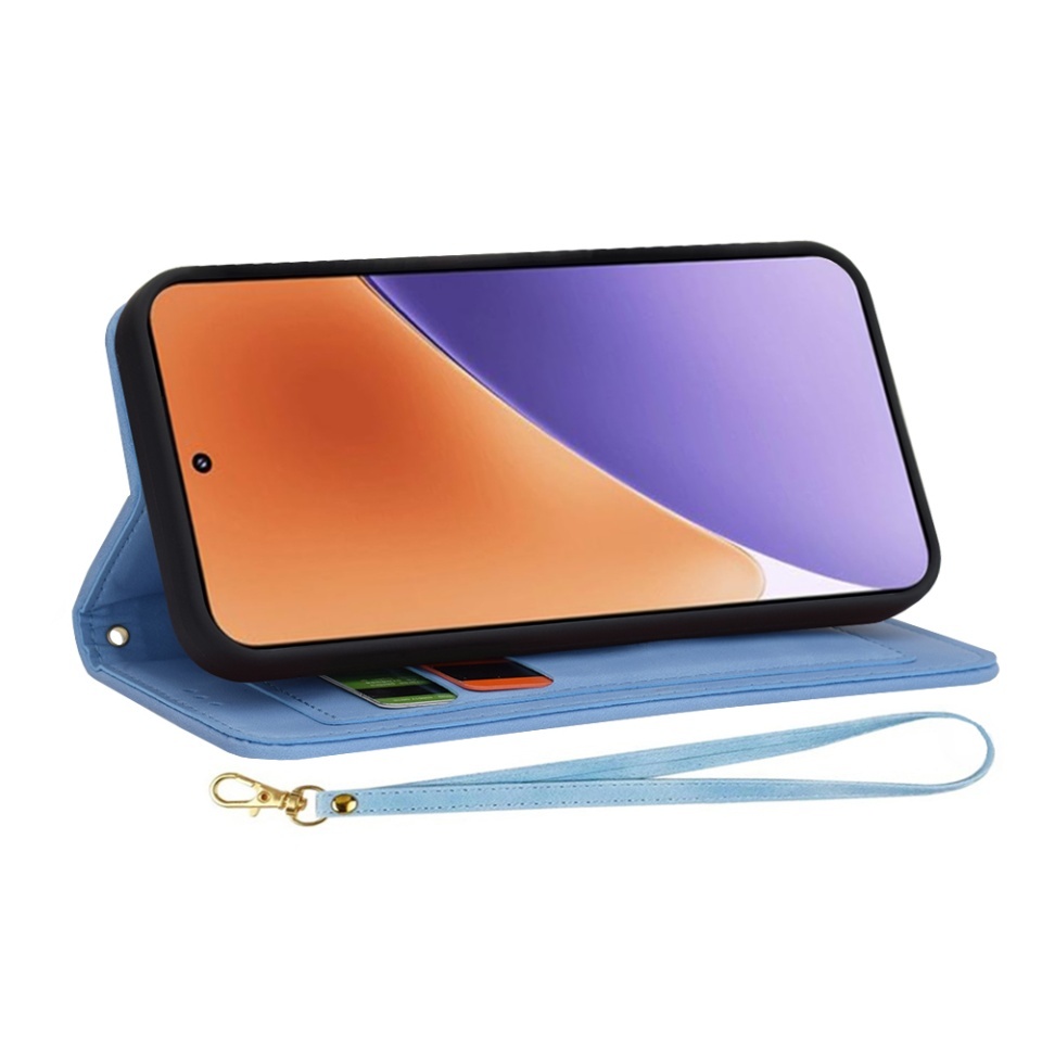 Husa pentru Xiaomi 15, SKYDDAR INNOVATION, Flipcraft din Piele Ecologică, Stand Integrat, Buzunare pentru Carduri, set cu sticker, Bleu - 5
