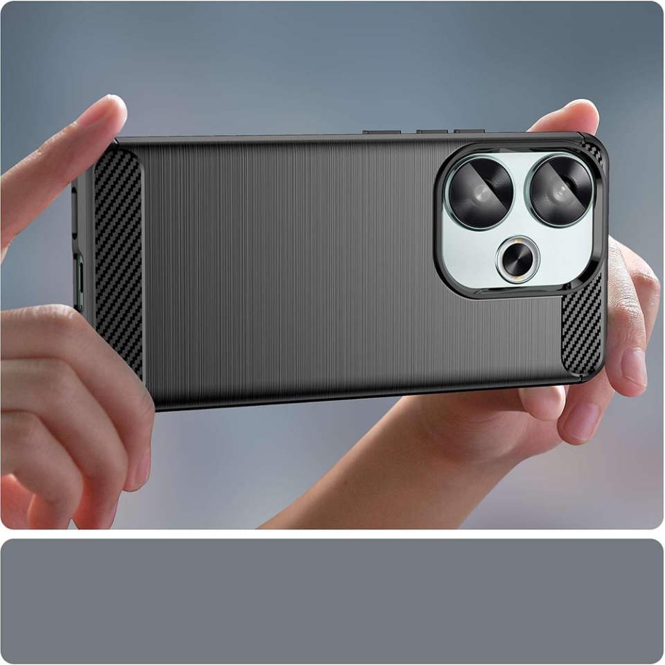Husa pentru Xiaomi Poco F6 din Silicon Premium, Slim, cu textura Fibra Carbon - Albastru - 2 | YEO