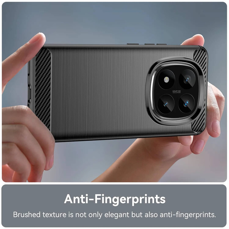 Husa pentru Xiaomi Poco F7 Pro din Silicon Premium, Slim, cu textura Fibra Carbon cu sticker - Negru - 3 | YEO