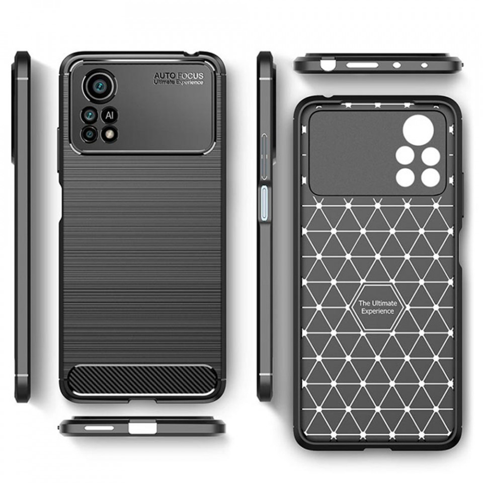 Husa pentru Xiaomi Poco X4 Pro 5G din silicon, Slim, cu textura Fibra Carbon - Negru - 1 | YEO