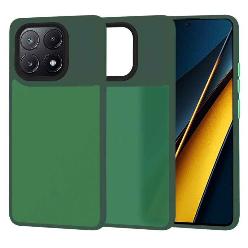 Husa pentru Xiaomi Poco X6 Pro, ce Absoarbe Cele mai Aspre Socuri, Skyddar Frosted - Verde inchis