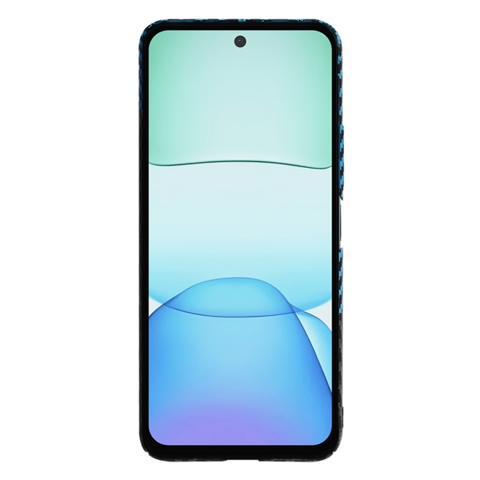 Husa pentru Xiaomi Redmi 13 / Poco M6 4G, SKYDDAR INNOVATION, textura carbon, Carbonite FiberShell, set cu sticker, Bleu, - 1 | YEO