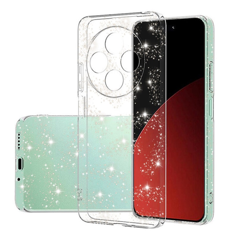 Husa pentru Xiaomi Redmi 14C din Silicon TPU cu Sclipici, Design Elegant si Ultra Subtire, SKDR Shine - Transparenta