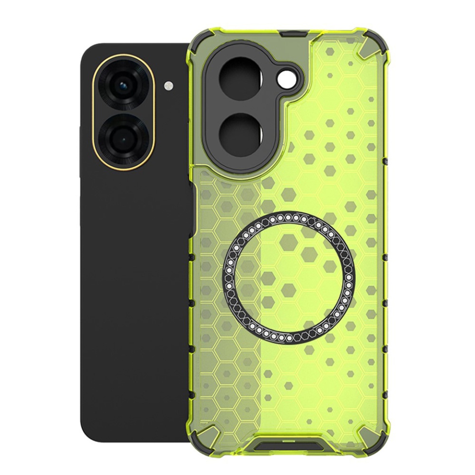 Husa pentru Xiaomi Redmi A5 4G (Regional), SKYDDAR INNOVATION, HoneyComb Shield MagSafe, Antisoc, set cu sticker, Verde