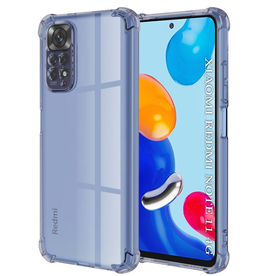 Husa pentru Xiaomi Redmi Note 11 / Redmi Note 11S, SKYDDAR INNOVATION, Shockproof Clear Silicone, Silicon Slim, set cu sticker, Fumuriu