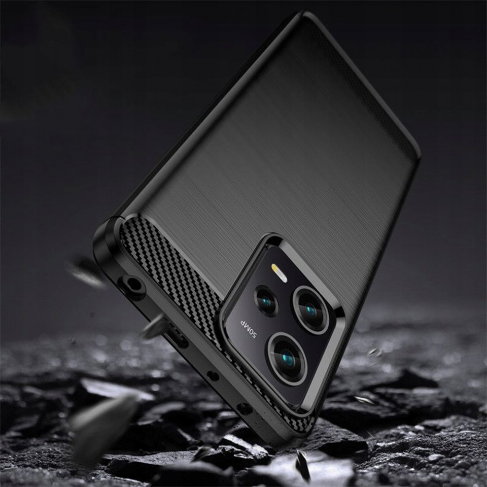 Husa pentru Xiaomi Redmi Note 12 Pro / Poco X5 Pro din silicon, Slim, cu textura Fibra Carbon - Negru - 3 | YEO