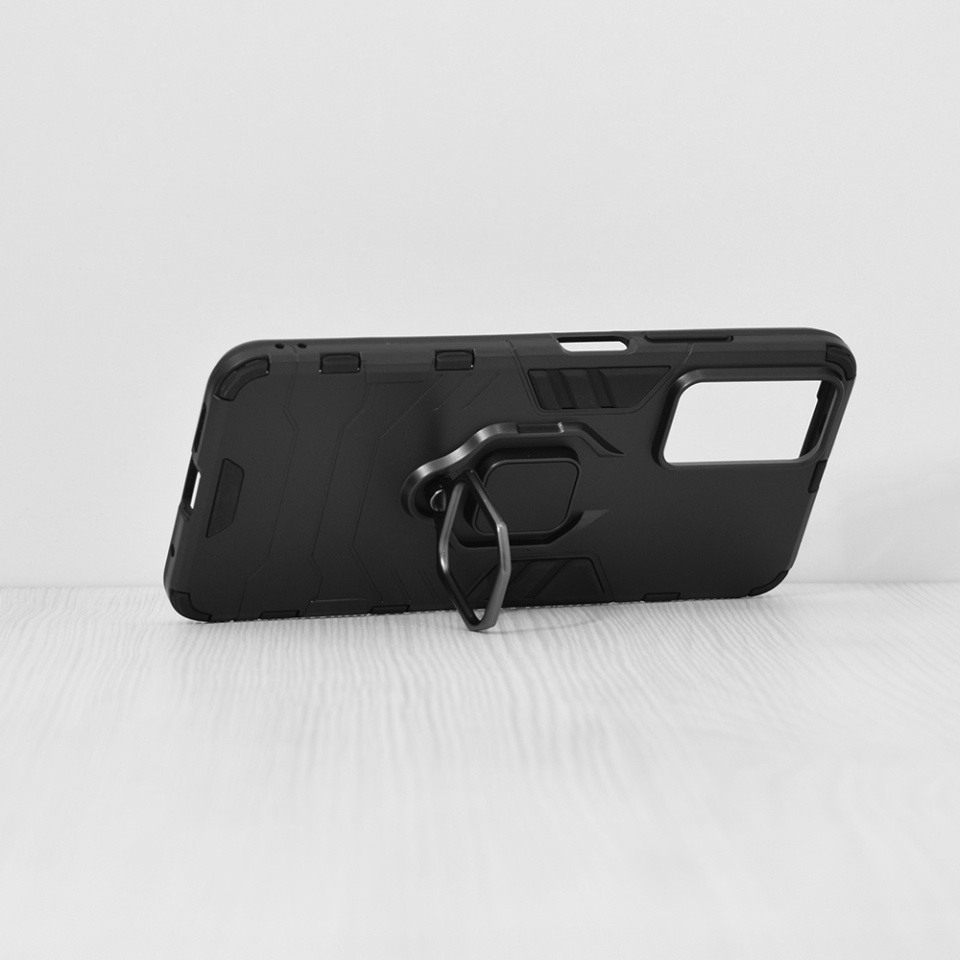 Husa pentru Xiaomi Redmi Note 12S, SKYDDAR INNOVATION, Silicone Shield, cu Inel Magnetic, Antisoc, set cu sticker, Negru - 1 | YEO