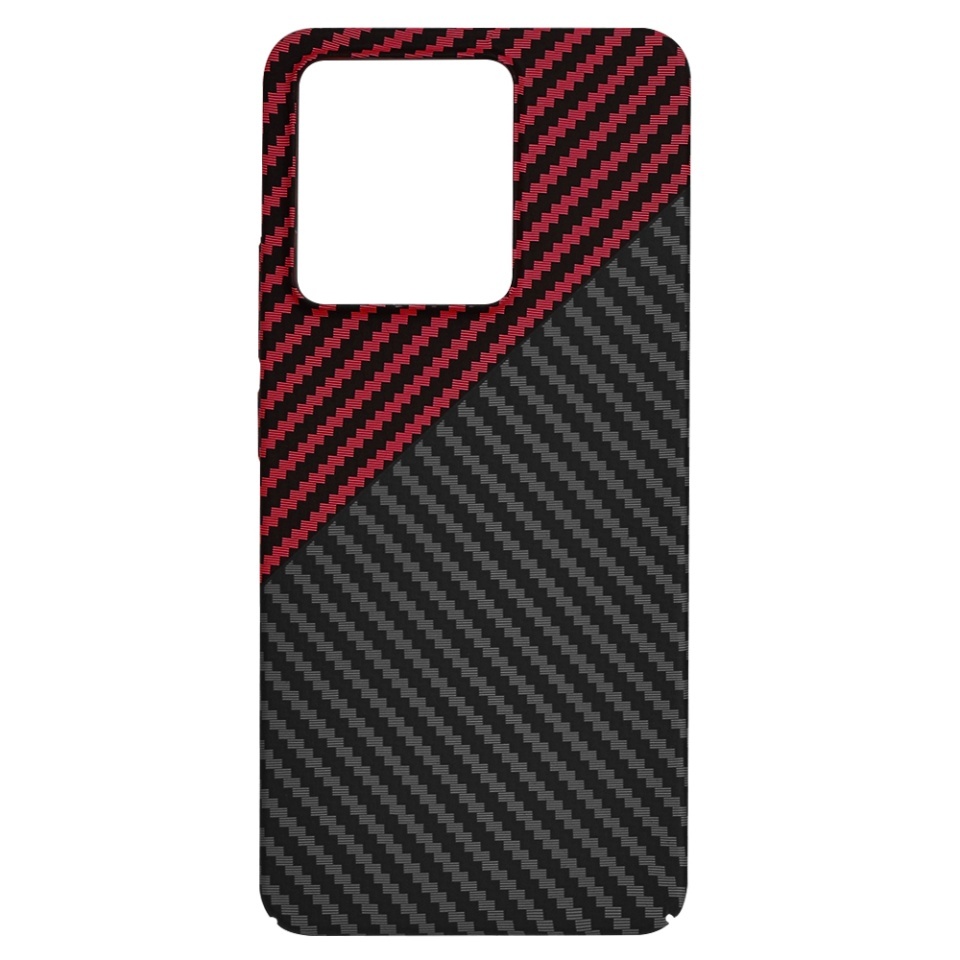 Husa pentru Xiaomi Redmi Note 13 4G, SKYDDAR INNOVATION, textura carbon, Carbonite FiberShell, set cu sticker, Rosu inchis, - 3 | YEO