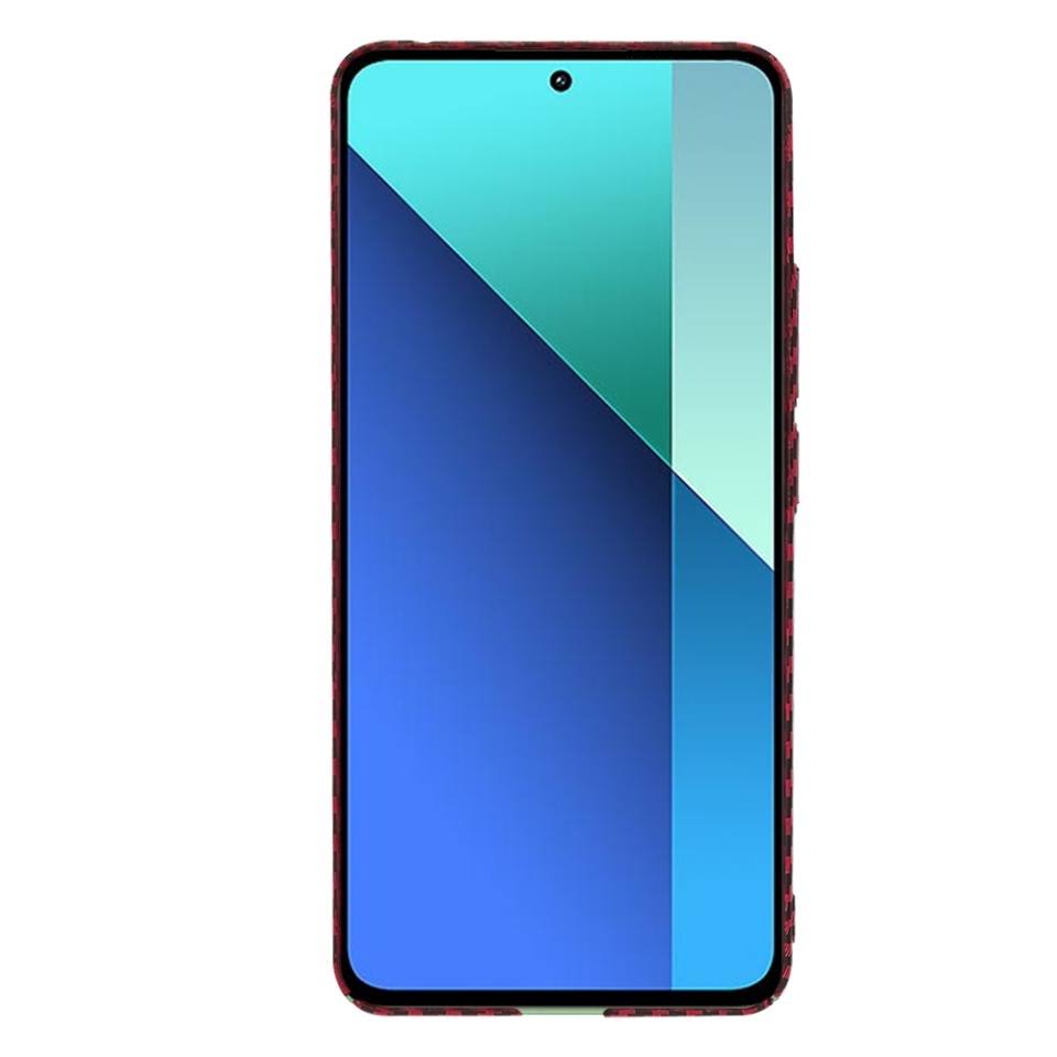 Husa pentru Xiaomi Redmi Note 13 4G, SKYDDAR INNOVATION, textura carbon, Carbonite FiberShell, set cu sticker, Rosu, - 1 | YEO