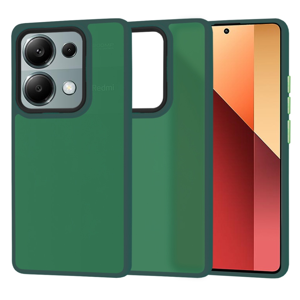 Husa pentru Xiaomi Redmi Note 13 Pro 4G / Poco M6 Pro 4G, ce Absoarbe Cele mai Aspre Socuri, Skyddar Frosted - Verde inchis