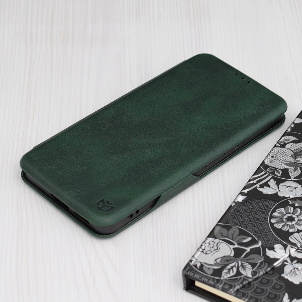 Husa pentru Xiaomi Redmi Note 13 Pro 5G / Poco X6, SKYDDAR INNOVATION, Safe Wallet tip carte din Piele Ecologica, Suport Carduri, Inchidere Magnetica, Verde, set cu sticker - 3 | YEO