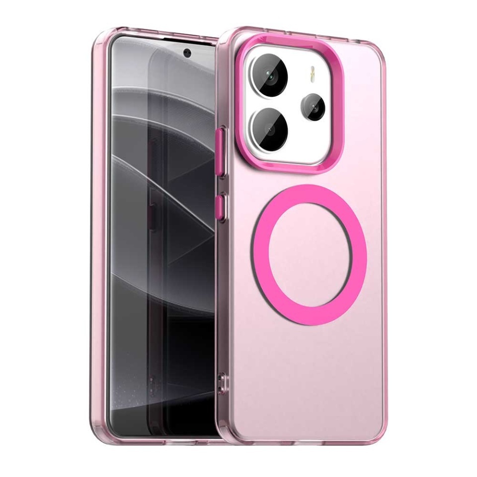 Husa pentru Xiaomi Redmi Note 14 4G (Standard), SKYDDAR INOVATION, CandyCase, Magsafe, set cu sticker, Roz