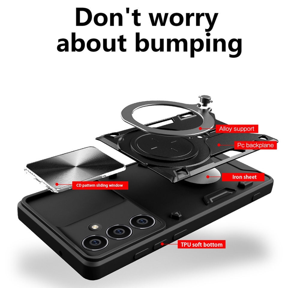 Husa pentru Xiaomi Redmi Note 14 5G, SKYDDAR INNOVATION, CamGuard Pro, Inel Magnetic, Protectie Camera, set cu sticker, Negru - 1 | YEO