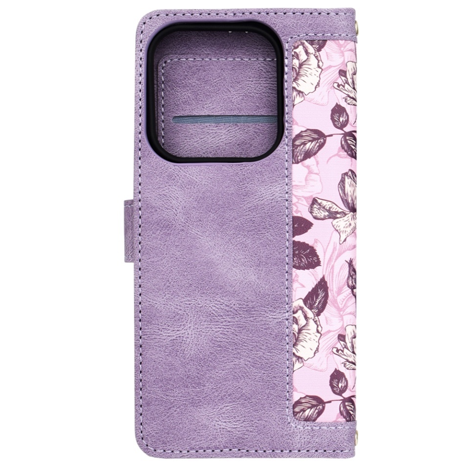 Husa pentru Xiaomi Redmi Note 14 5G, SKYDDAR INNOVATION, Flipcraft din Piele Ecologică, Stand Integrat, Buzunare pentru Carduri, set cu sticker, Mov - 5