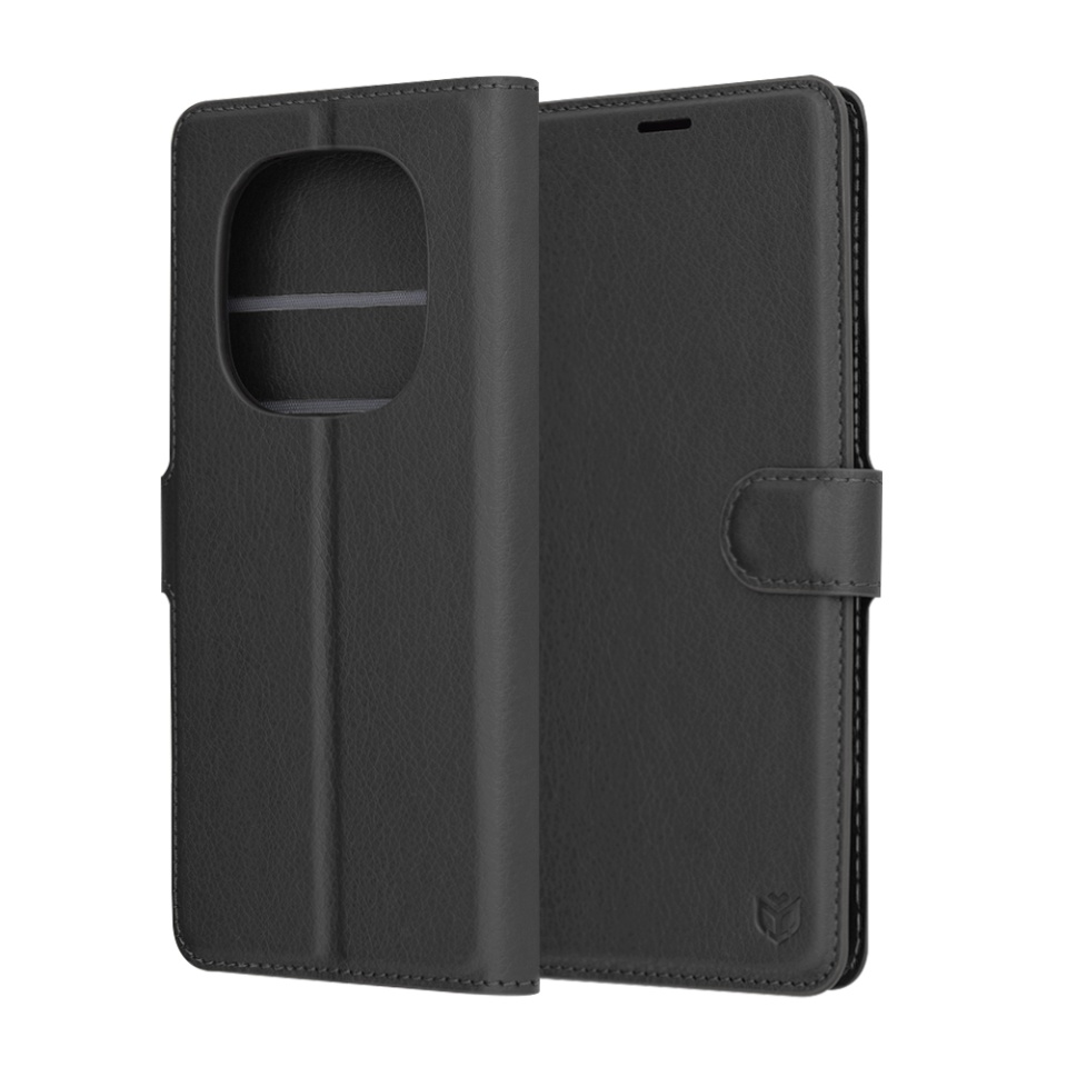 Husa pentru Xiaomi Redmi Note 14 Pro 4G / Poco F7, SKYDDAR INNOVATION, Leather Wallet, tip Carte cu Portofel Interior, Finisaje Premium, set cu sticker, Negru
