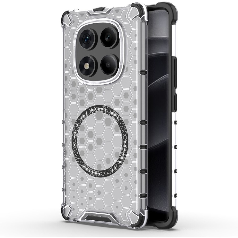 Husa pentru Xiaomi Redmi Note 14 Pro 4G, SKYDDAR INNOVATION, HoneyComb Shield MagSafe, Alb, set cu sticker