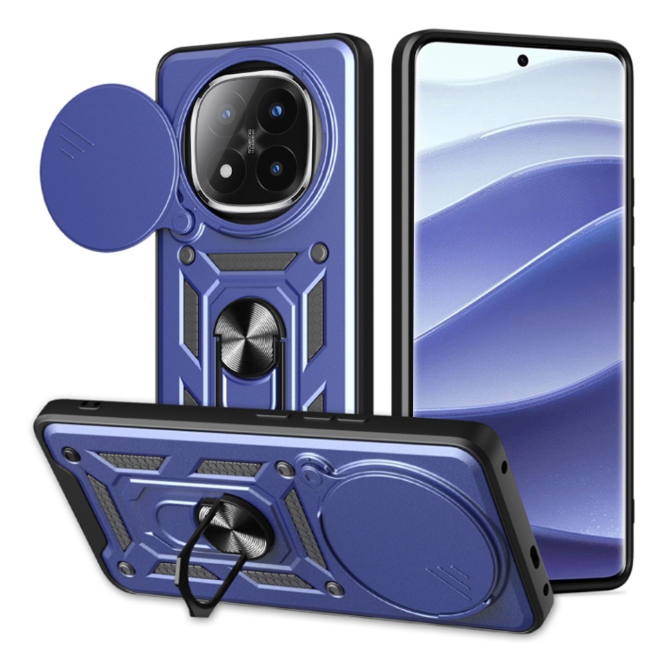 Husa pentru Xiaomi Redmi Note 14 Pro+ 5G cu inel magnetic si protectie camera CamShield - Albastru