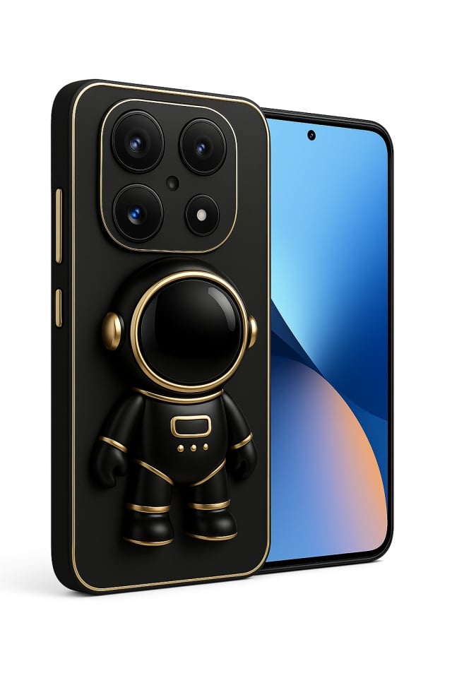 Husa pentru Xiaomi Redmi Note 14 Pro, suport Kickstand Astronaut, Negru