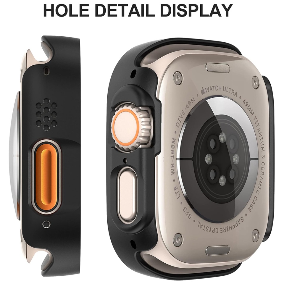 Husa Protectie 360°, Ultra-Subtire, Anti-Soc pentru Apple Watch Ultra / Ultra 2, Anti-Soc Full Screen - Negru - 1 | YEO