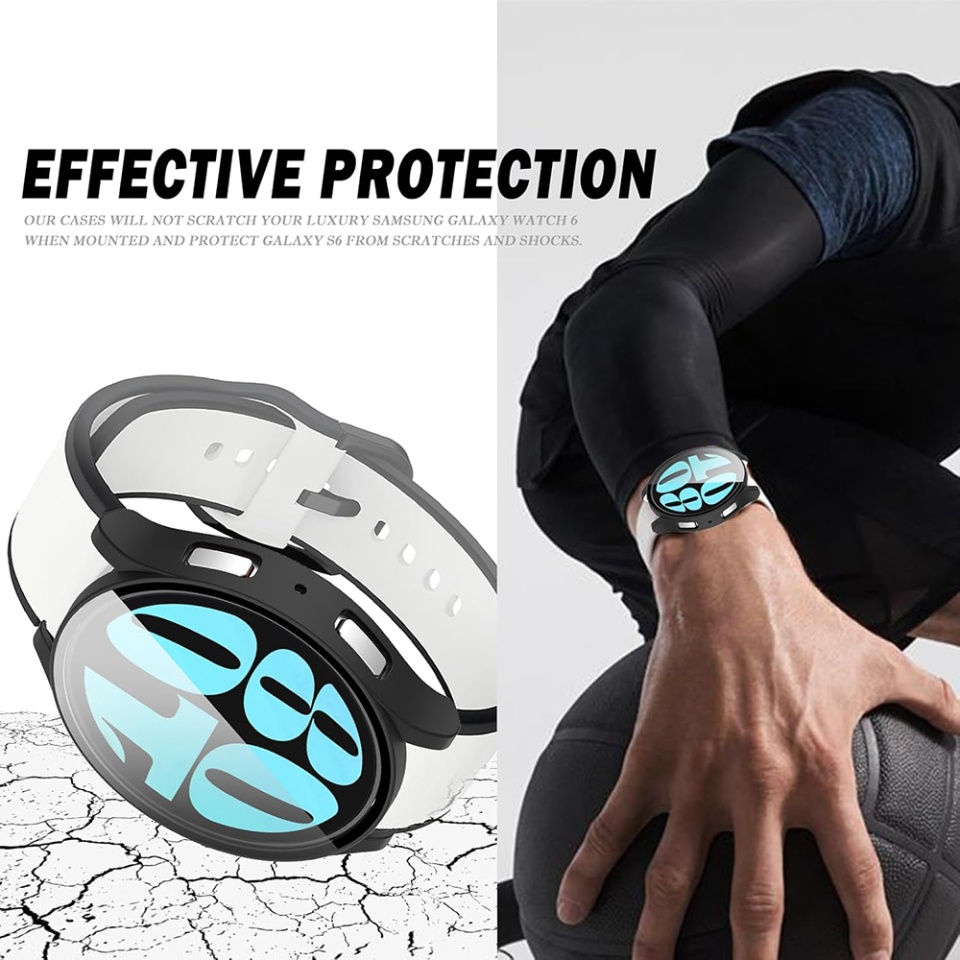 Husa Protectie 360°, Ultra-Subtire, Anti-Soc pentru Samsung Galaxy Watch6 (44mm), Anti-Soc Full Screen - Transparenta - 3 | YEO