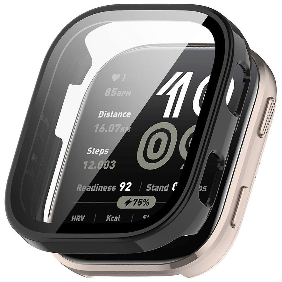 Husa protectie Smartwatch Amazfit Bip 6, SKYDDAR INNOVATION, Defense360 Pro + Screen Protector, AntiSoc, set cu sticker, Negru