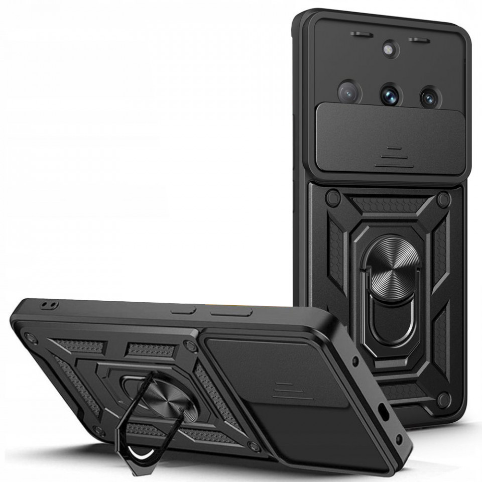 Husa Realme 11 cu inel magnetic, Techsuit CamShield - Negru