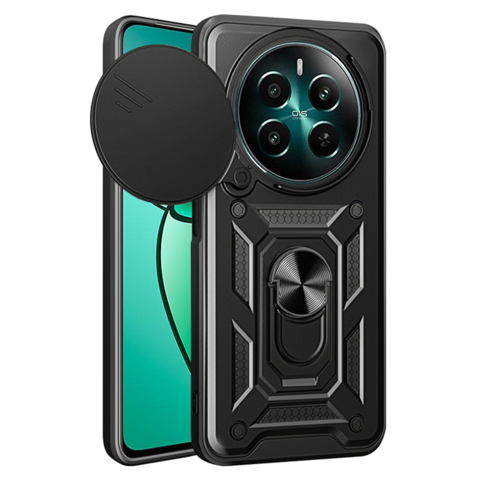 Husa Realme 12+ cu inel magnetic si protectie camera Skyddar CamShield - Negru