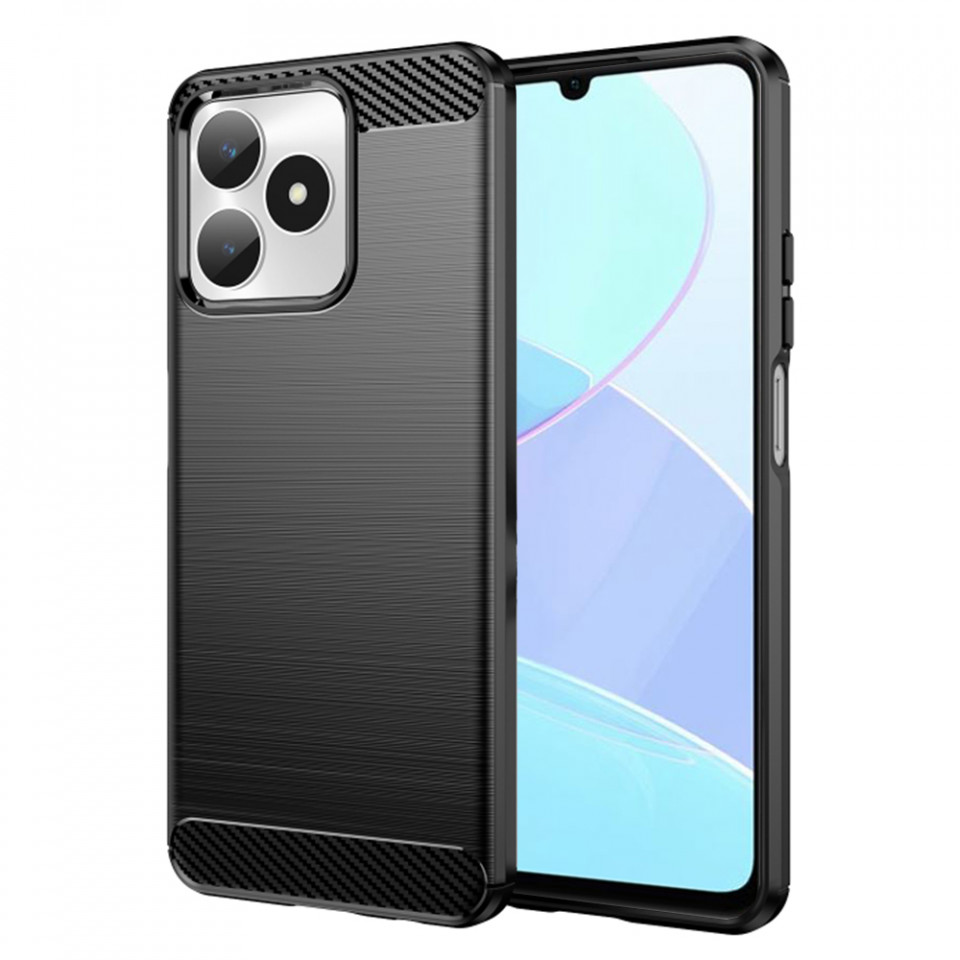 Husa Realme C51 / Note 50 din silicon, Slim, cu textură Fibra Carbon - Negru