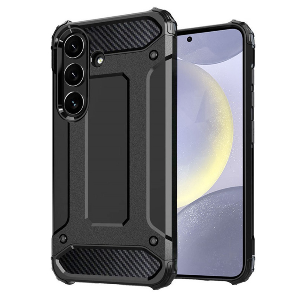 Husa Samsung Galaxy A16 4G / Galaxy A16 5G din plastic dur, margini cauciucate, antisoc, SKDR Hybrid Armor - Negru