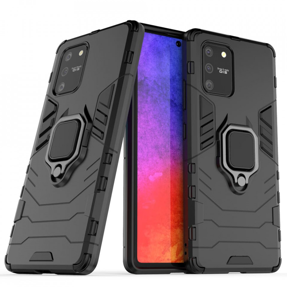 Husa Samsung Galaxy A55 5G cu inel, Techsuit Silicone Shield - Negru