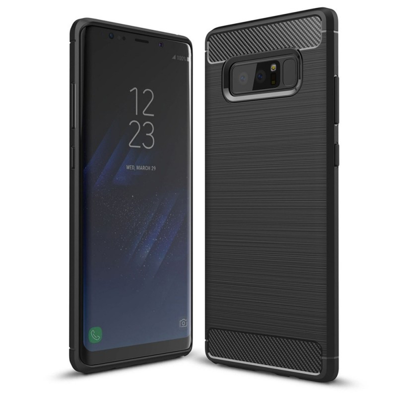 Husa Samsung Galaxy Note 8 din silicon, Slim, cu textura Fibra Carbon - Negru