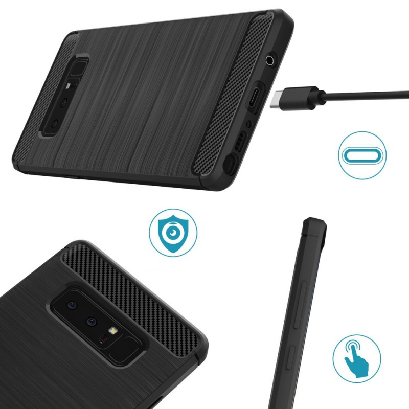 Husa Samsung Galaxy Note 8 din silicon, Slim, cu textura Fibra Carbon - Negru - 1 | YEO